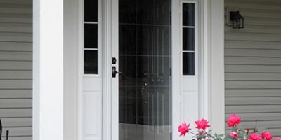 white front entry storm door