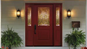 Red Front Entry Door with side panels